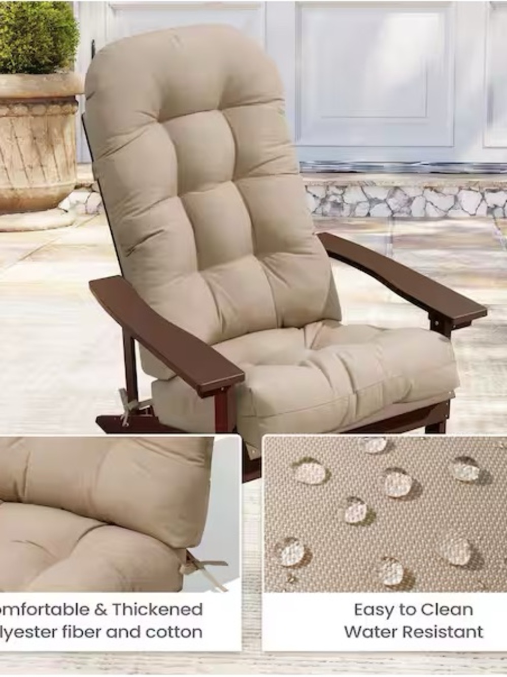 ONE BEAUTIFUL BEIGE QUILTED CUSHION PERFECT FOR PATIO CHAIR 😍 - Picture 5 of 6